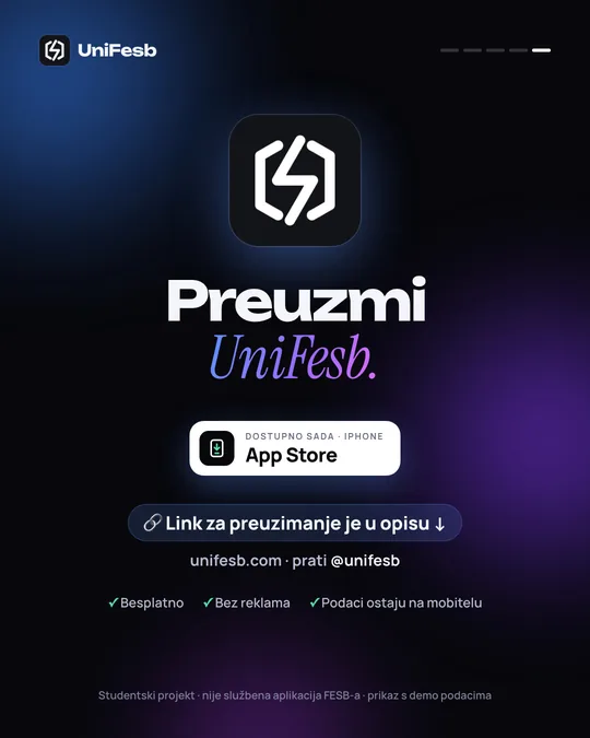 Slajd 5: „Preuzmi UniFesb.” s ikonom aplikacije