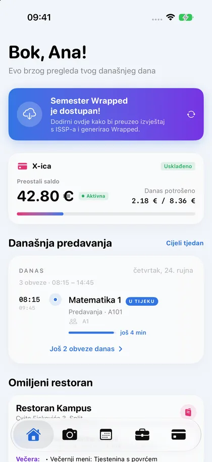 Početni zaslon u svijetloj temi