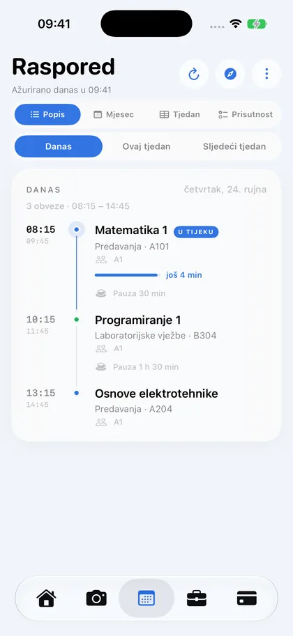 Raspored u svijetloj temi