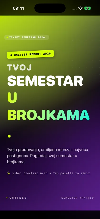 Semester Wrapped, uvodni zaslon, tamna tema