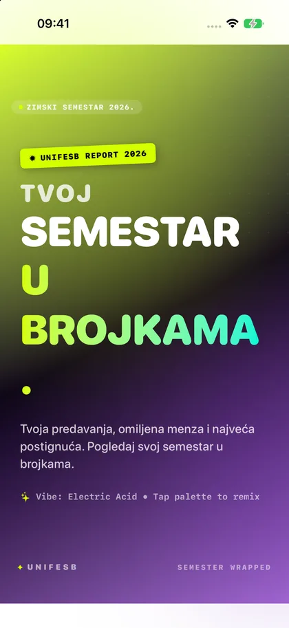 Semester Wrapped, uvodni zaslon, svijetla tema